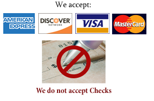 We accept Visa Mastercard